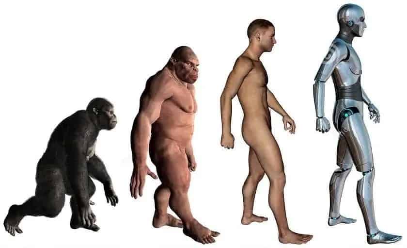 Funny Chimpanzee Evolution To Robot Picture | Québec Preppers Illustration de l'évolution humaine vers l'automatisation