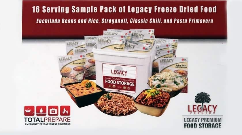 Total Prepare Legacy Premium Food 4 | Québec Preppers Quatre repas longue durée Legacy Food Storage testés