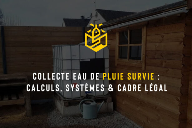 Collecte eau de pluie survie : Calculs, systèmes & cadre légal
