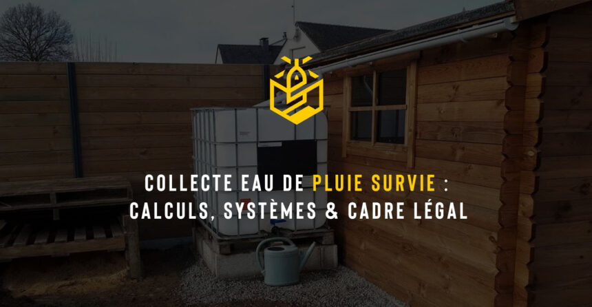 Collecte eau de pluie survie : Calculs, systèmes & cadre légal