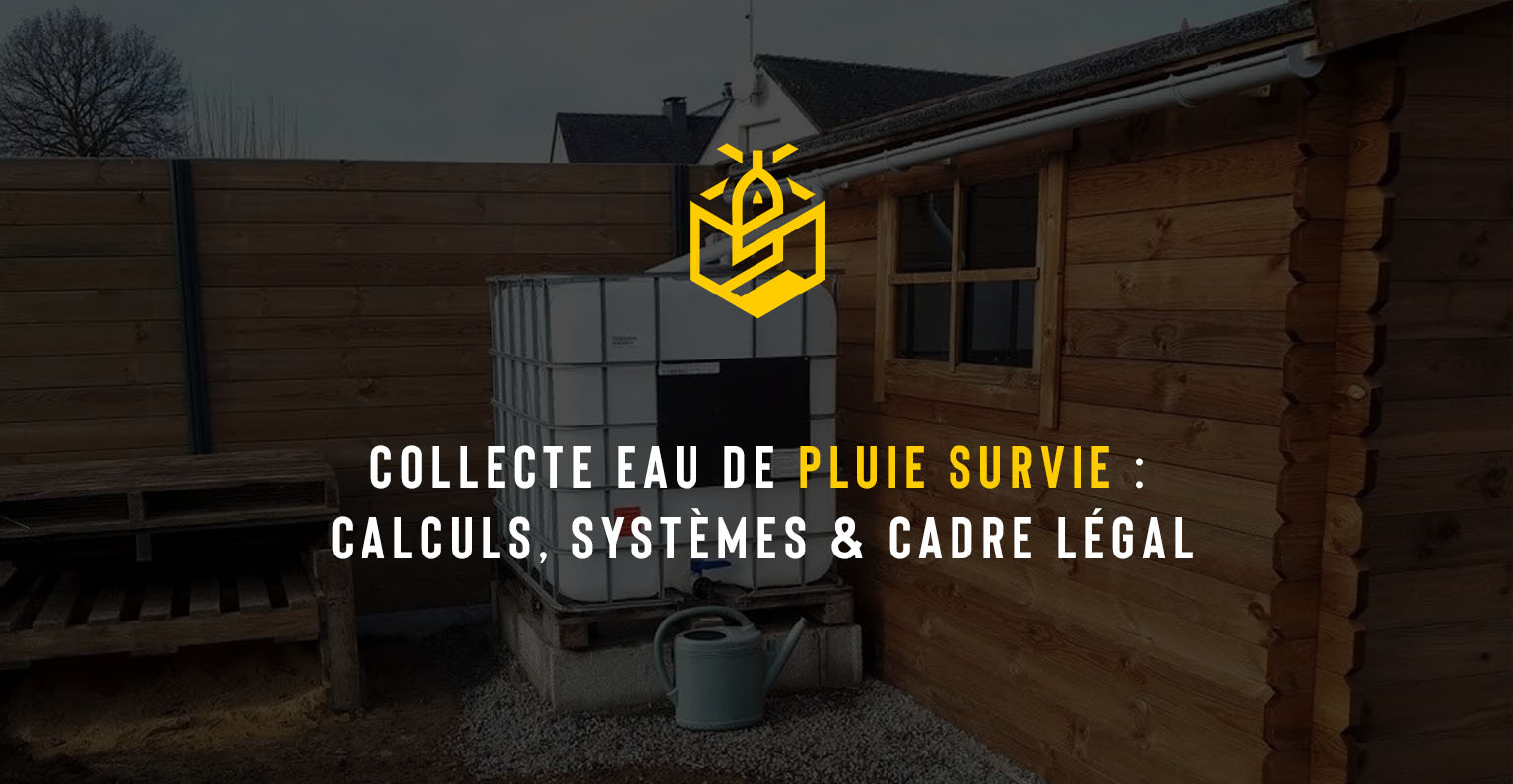 Collecte eau de pluie survie : Calculs, systèmes & cadre légal